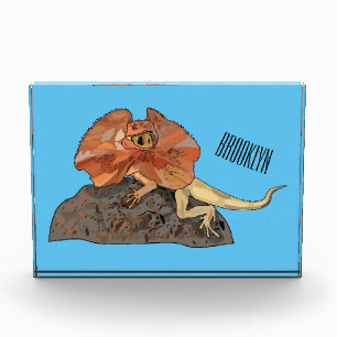 Cartoon-Illustration für den Frillenhalseidechsen Fotoblock