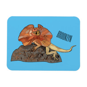Cartoon-Illustration für den Frillenhalseidechsen Magnet
