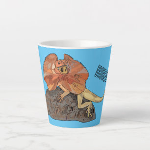 Cartoon-Illustration für den Frillenhalseidechsen Milchtasse