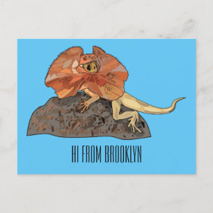 Cartoon-Illustration für den Frillenhalseidechsen Postkarte