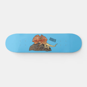 Cartoon-Illustration für den Frillenhalseidechsen Skateboard