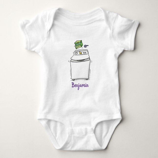 Cartoon-Illustration für die niedliche Waschmaschi Baby Strampler (Vorderseite)
