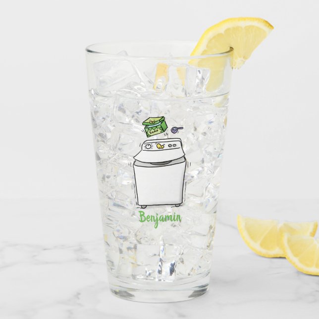 Cartoon-Illustration für die niedliche Waschmaschi Glas (Rückseite Ice)