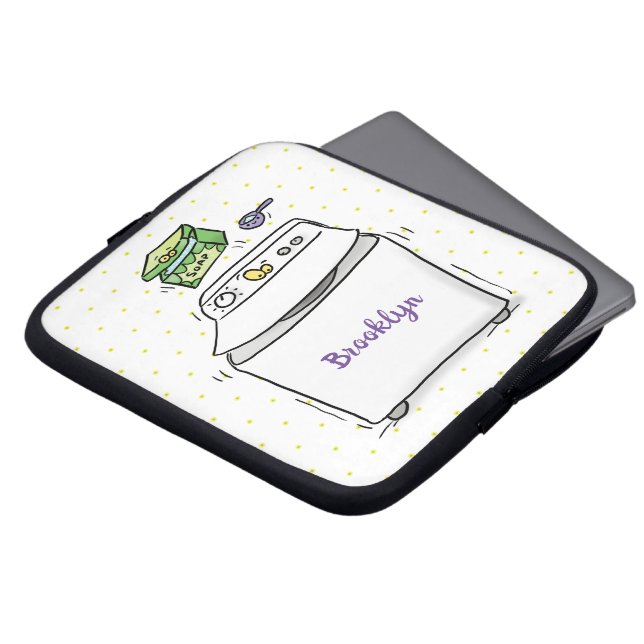 Cartoon-Illustration für die niedliche Waschmaschi Laptopschutzhülle (Vorne Oben)