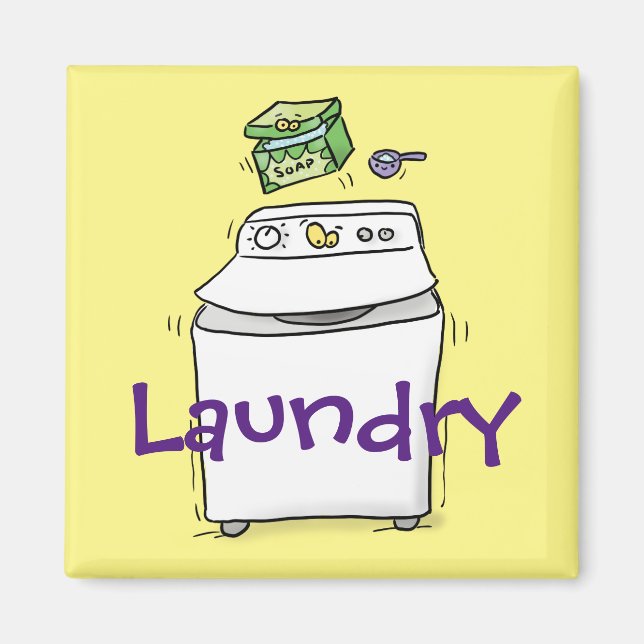 Cartoon-Illustration für die niedliche Waschmaschi Magnet (Vorne)