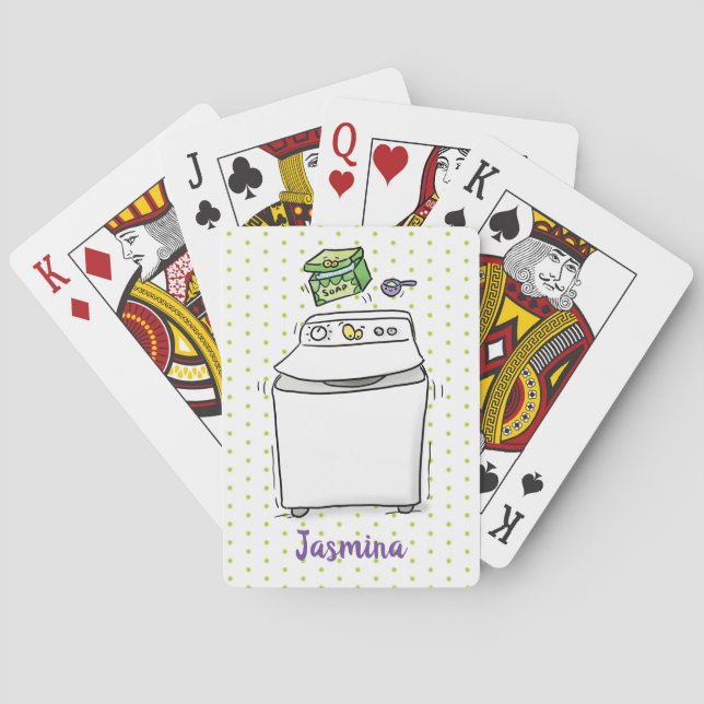 Cartoon-Illustration für die niedliche Waschmaschi Spielkarten (Rückseite)