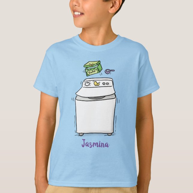 Cartoon-Illustration für die niedliche Waschmaschi T-Shirt (Vorderseite)