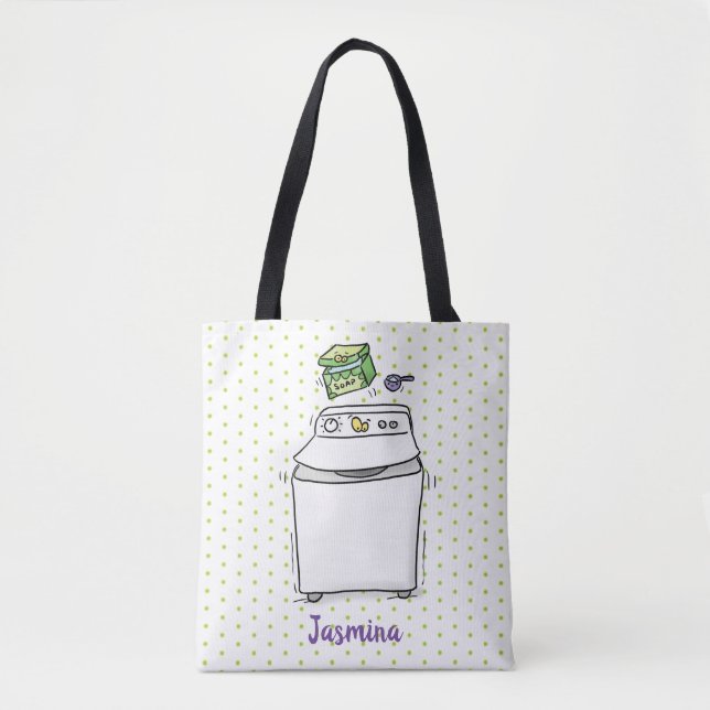 Cartoon-Illustration für die niedliche Waschmaschi Tasche (Vorderseite)