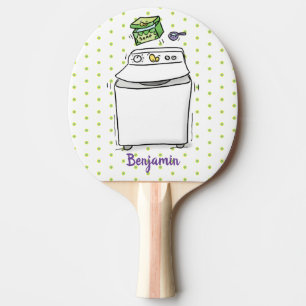 Cartoon-Illustration für die niedliche Waschmaschi Tischtennis Schläger