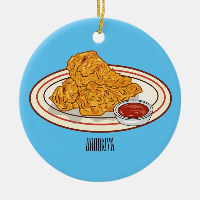 Cartoon-Illustration für gefrorenes Huhn Keramik Ornament (Vorne)