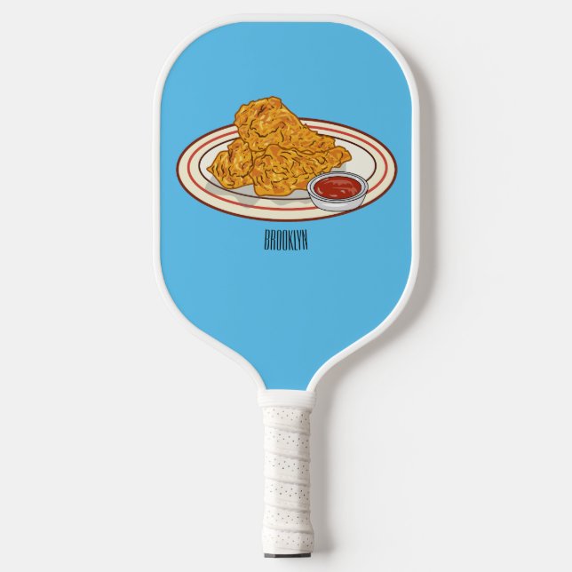 Cartoon-Illustration für gefrorenes Huhn Pickleball Schläger (Vorderseite)