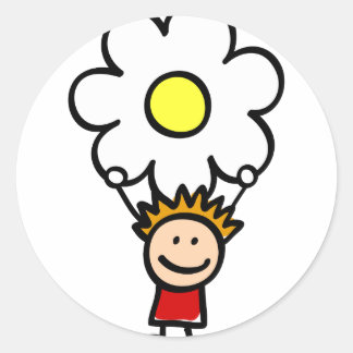 Cartoon-Illustration für glückliche Kinder Runder Aufkleber