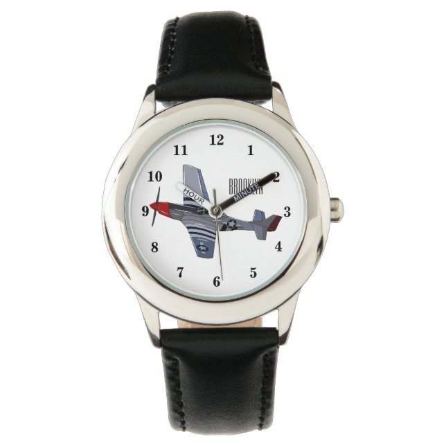 Cartoon-Illustration für Kampfbomber Armbanduhr (Vorderseite)