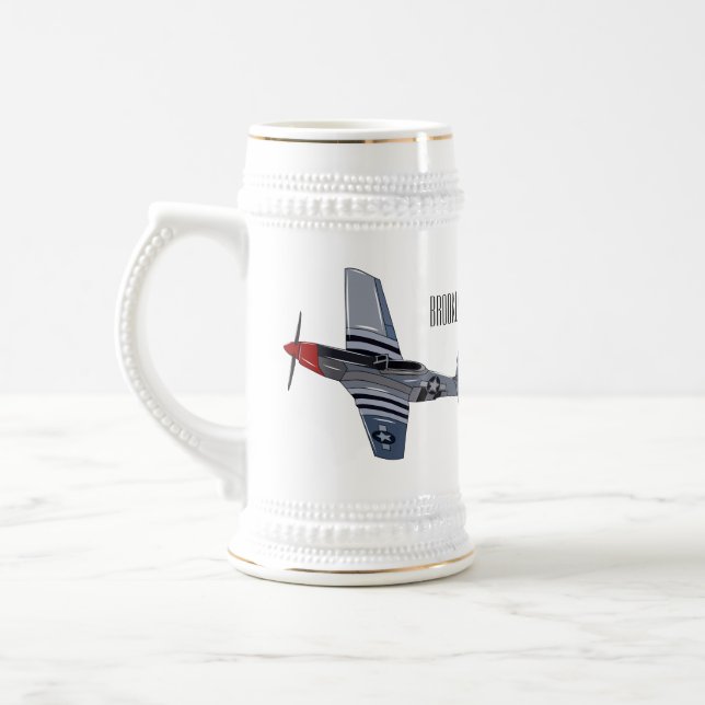 Cartoon-Illustration für Kampfbomber Bierglas (Links)