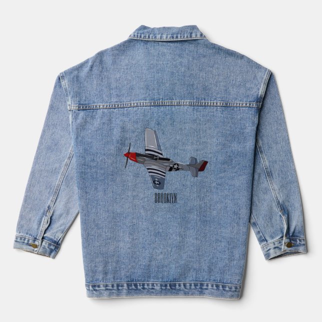 Cartoon-Illustration für Kampfbomber Jeansjacke (Rückseite)