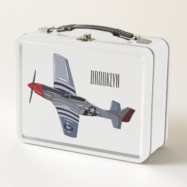 Cartoon-Illustration für Kampfbomber Metall Brotdose (Vorderseite)