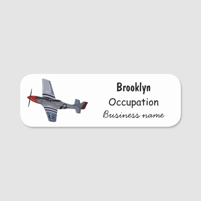 Cartoon-Illustration für Kampfbomber Namensschild (Vorderseite)