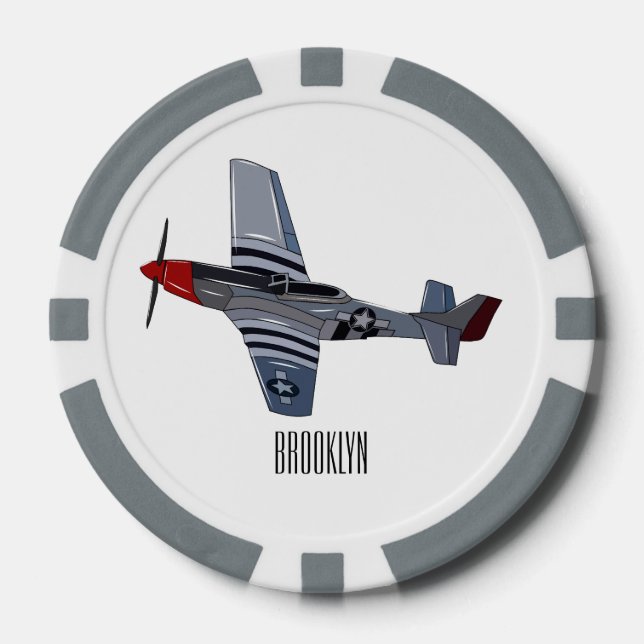 Cartoon-Illustration für Kampfbomber Pokerchips (Vorderseite)