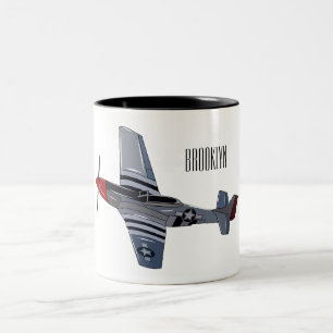 Cartoon-Illustration für Kampfbomber Zweifarbige Tasse