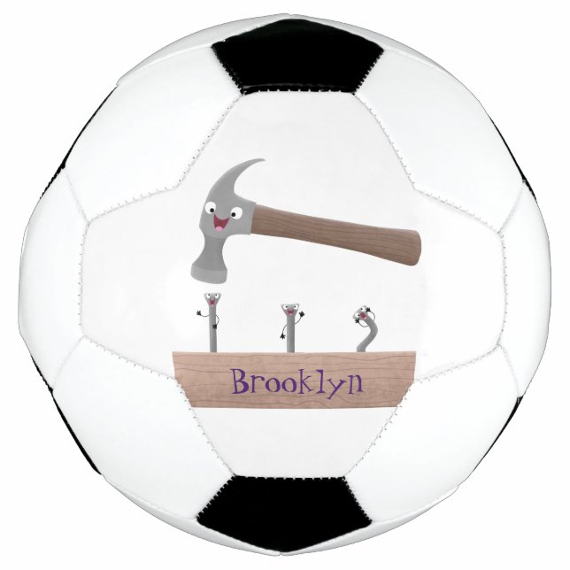 Cartoon-Illustration für niedliche, lustige Hammer Fußball (Vorderseite)