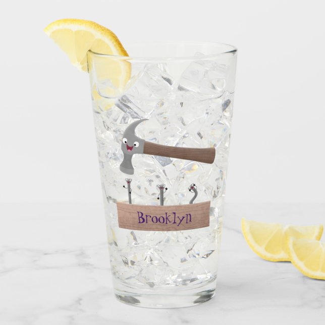Cartoon-Illustration für niedliche, lustige Hammer Glas (Vorderseite Ice)