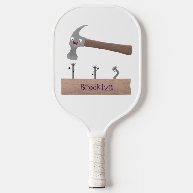 Cartoon-Illustration für niedliche, lustige Hammer Pickleball Schläger (Vorderseite)