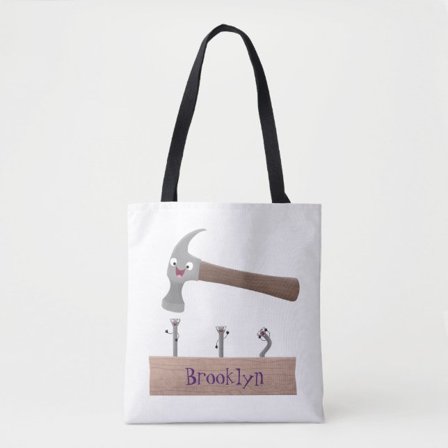 Cartoon-Illustration für niedliche, lustige Hammer Tasche (Vorderseite)