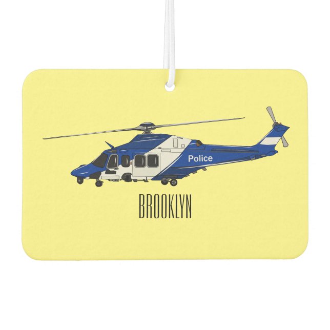 Cartoon-Illustration für Polizeihubschrauber Autolufterfrischer (Vorderseite)