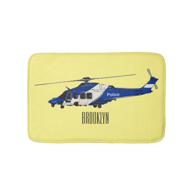 Cartoon-Illustration für Polizeihubschrauber Badematte (Vorderseite)