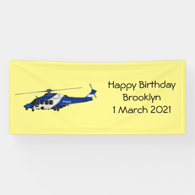 Cartoon-Illustration für Polizeihubschrauber Banner (Horizontal)
