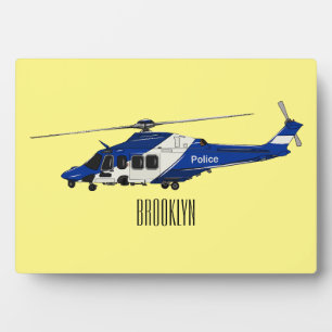Cartoon-Illustration für Polizeihubschrauber Fotoplatte