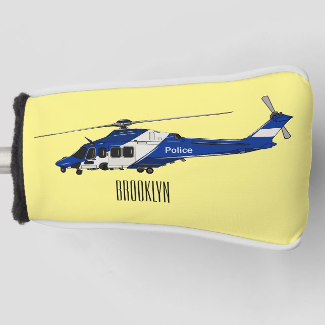 Cartoon-Illustration für Polizeihubschrauber Golf Headcover (Vorderseite)
