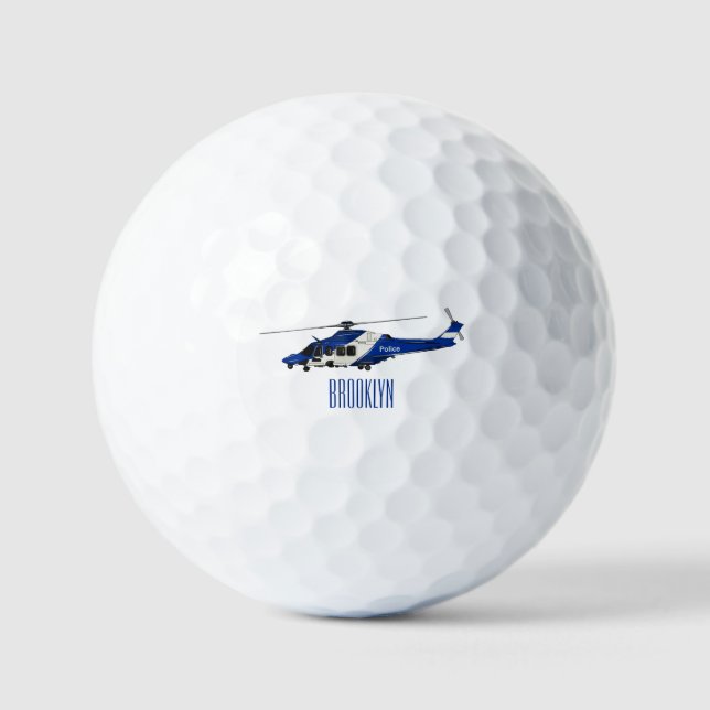 Cartoon-Illustration für Polizeihubschrauber Golfball (Vorderseite)