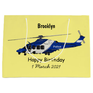 Cartoon-Illustration für Polizeihubschrauber Große Geschenktüte