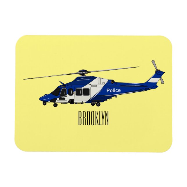 Cartoon-Illustration für Polizeihubschrauber Magnet (Horizontal)