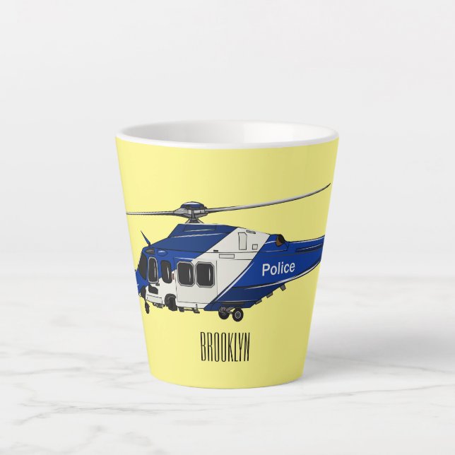 Cartoon-Illustration für Polizeihubschrauber Milchtasse (Vorderseite)