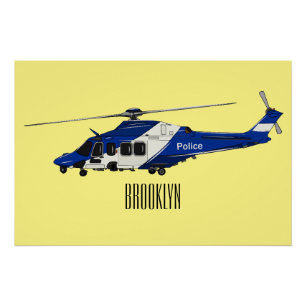 Cartoon-Illustration für Polizeihubschrauber Poster