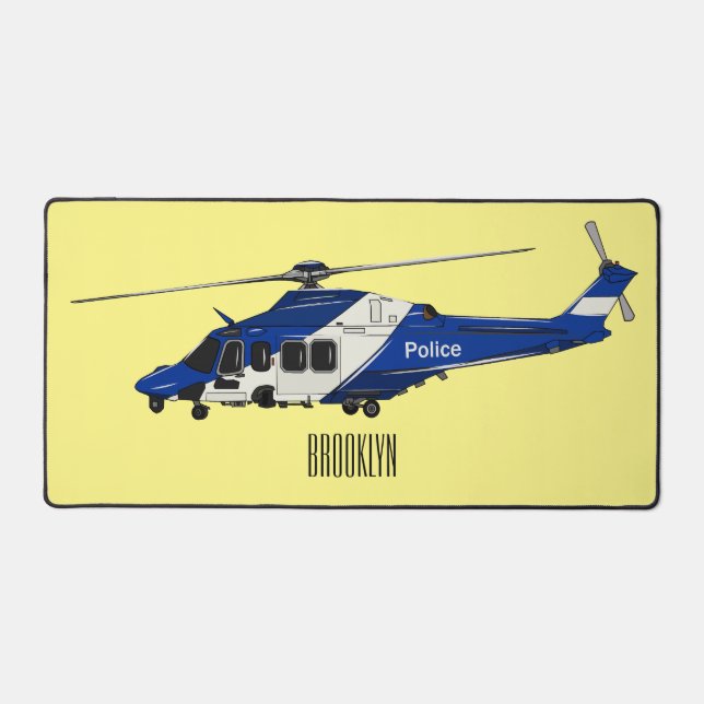 Cartoon-Illustration für Polizeihubschrauber Schreibtischunterlage (Vorderseite)