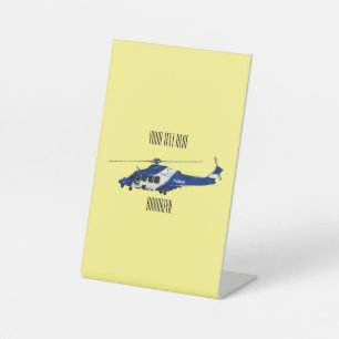 Cartoon-Illustration für Polizeihubschrauber Sockelschild
