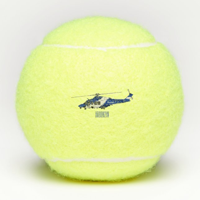 Cartoon-Illustration für Polizeihubschrauber Tennisbälle (Vorderseite)