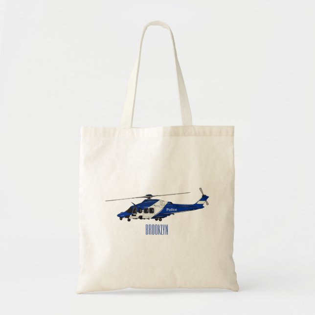 Cartoon-Illustration für Polizeihubschrauber Tragetasche (Vorne)