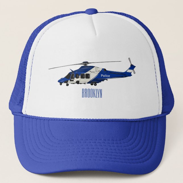 Cartoon-Illustration für Polizeihubschrauber Truckerkappe (Vorderseite)