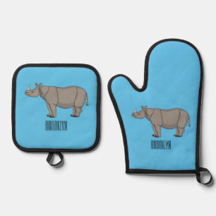 Cartoon-Illustration Ofenhandschuh & Topflappen-Set