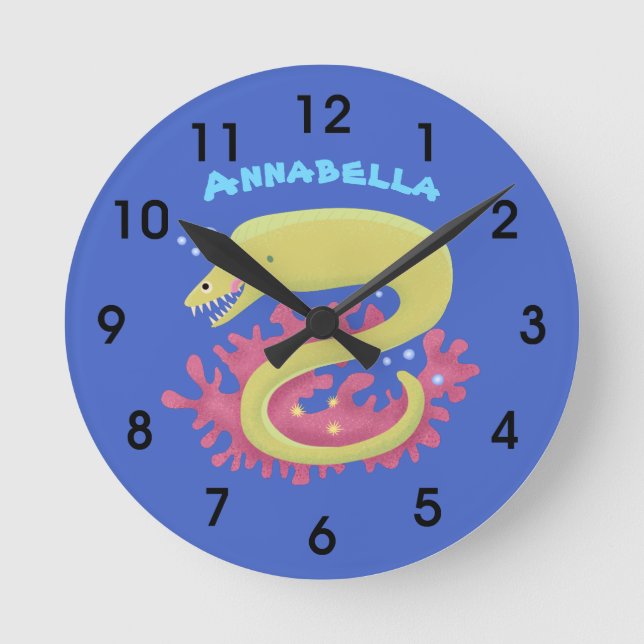Cartoon-Illustration Runde Wanduhr (Vorderseite)