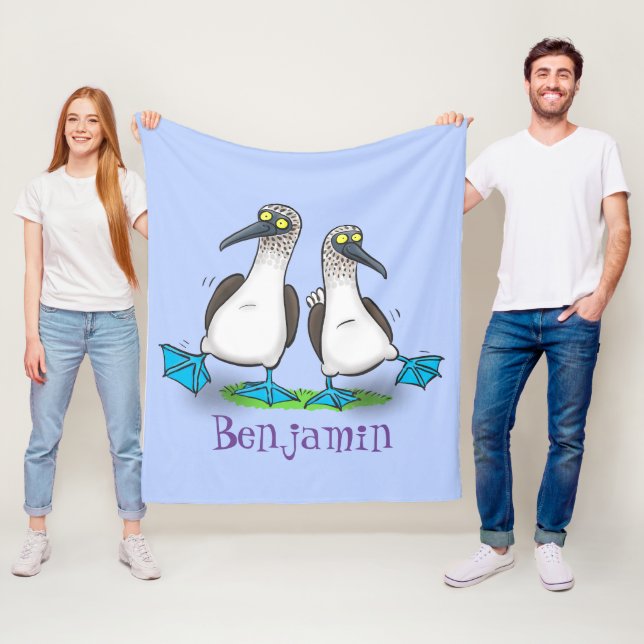 Cartoon-Illustration von bläulich-grünen Boobies Fleecedecke (Beispiel)