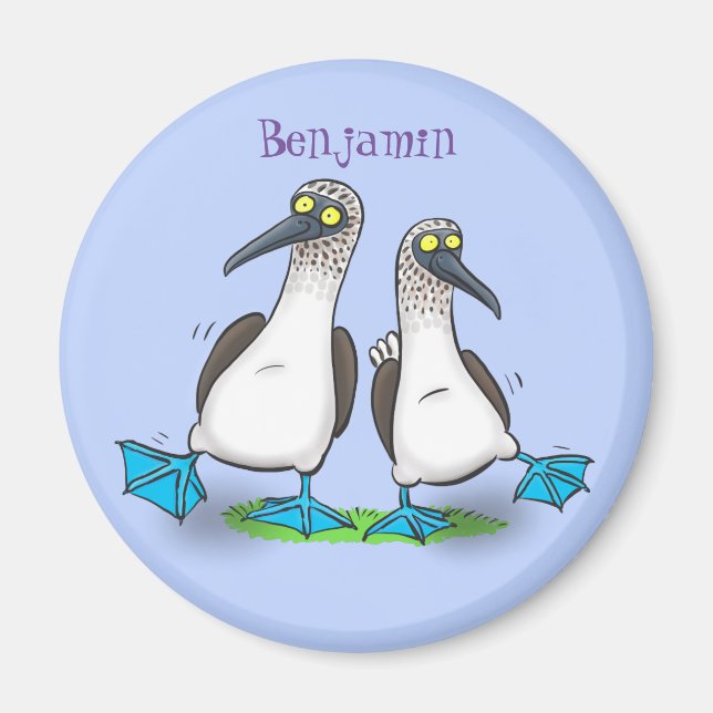 Cartoon-Illustration von bläulich-grünen Boobies Magnet (Vorne)