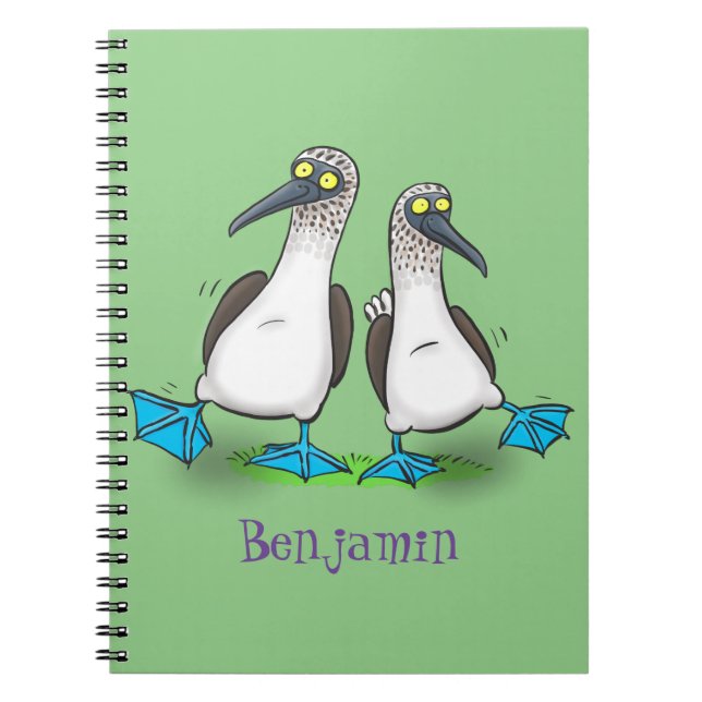Cartoon-Illustration von bläulich-grünen Boobies Notizblock (Vorderseite)