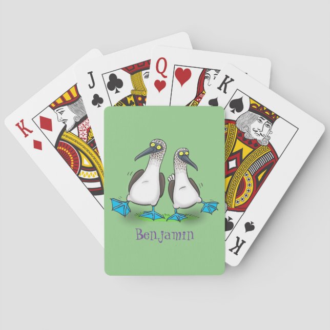 Cartoon-Illustration von bläulich-grünen Boobies Spielkarten (Rückseite)