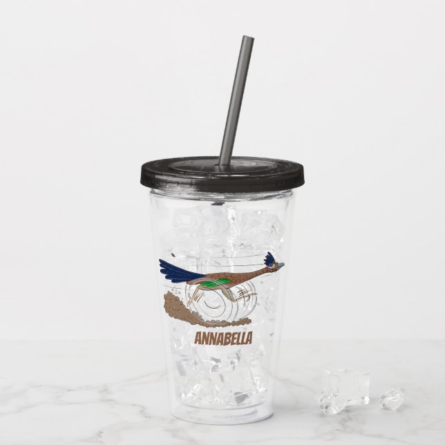 Cartoon-Illustration von Funny Roadrunner Acryltrinkbecher (Rückseite Ice)