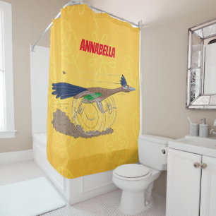 Cartoon-Illustration von Funny Roadrunner Duschvorhang